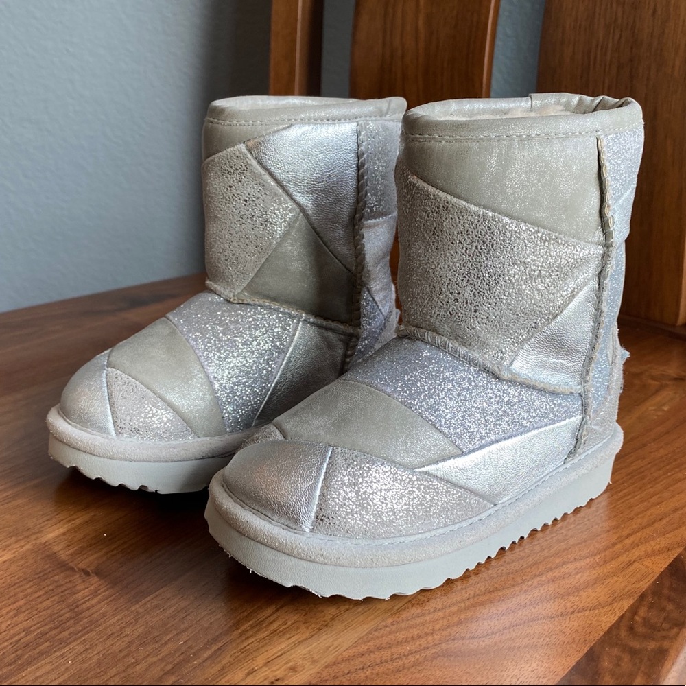 Silver patchwork Uggs, Size 7